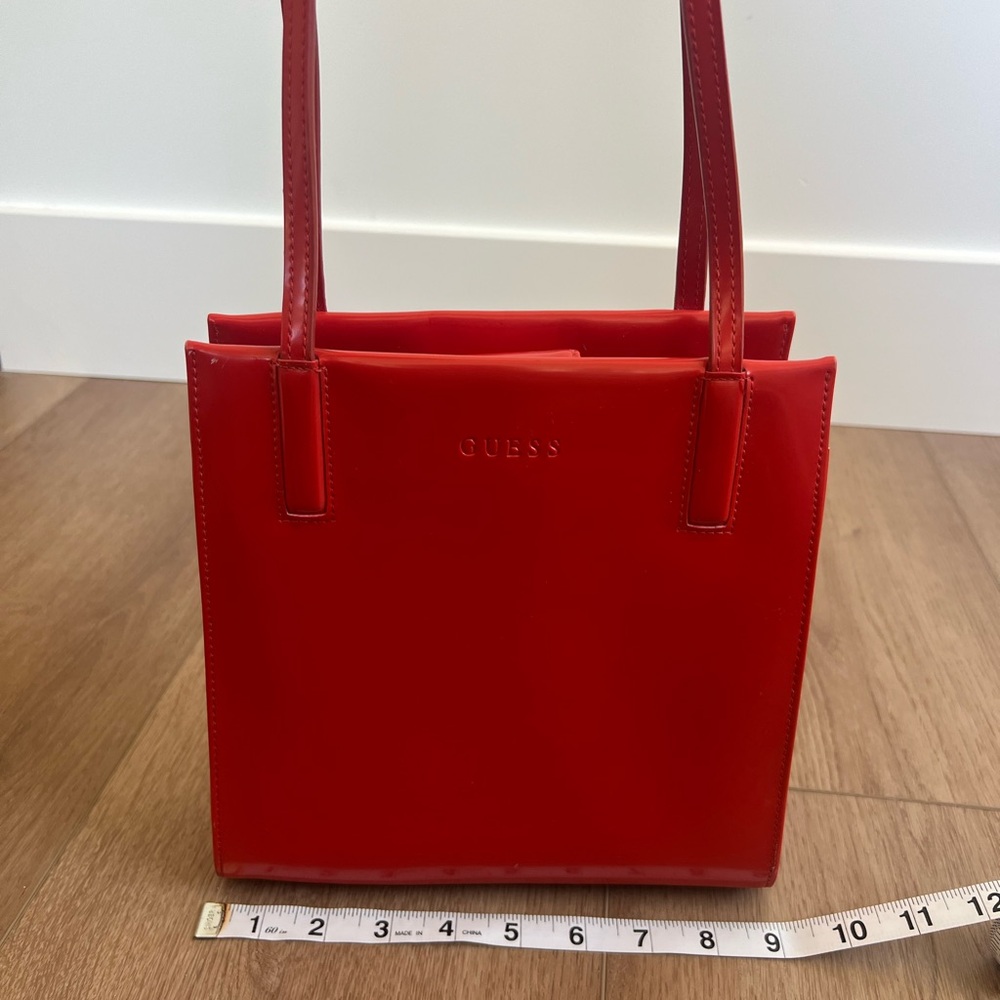 Guess Glossy Red Tote Bag
